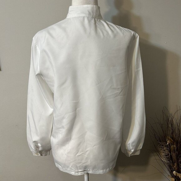 NEW ATTITUDES Russ Togs Women Ivory Button Down Long Sleeve Shirt Blouse 12 ?! - Picture 2 of 6